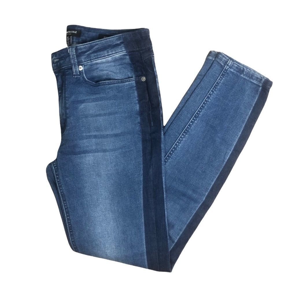 Kenneth Cole New York Jess Skinny Jeans Blue Tuxedo Stripe Size‎ 4 KPMH88661